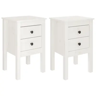 vidaXL Nočna omarica 2 kosa bela 40x35x61,5 cm trdna borovina