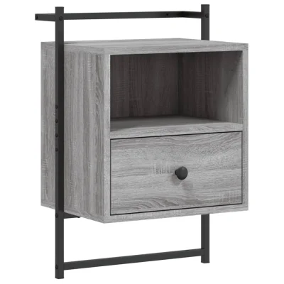 vidaXL Stenska nočna omarica siva sonoma 40x30x61 cm inženirski les