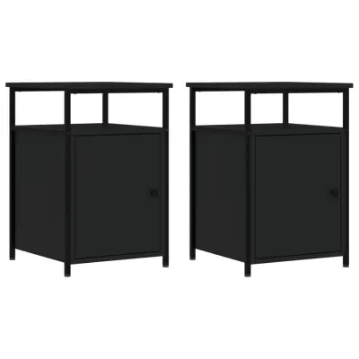 vidaXL Nočna omarica 2 kosa črna 40x42x60 cm inženirski les