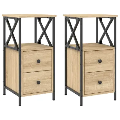 vidaXL Nočna omarica 2 kosa sonoma hrast 34x35,5x70 cm inženirski les