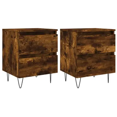 vidaXL Nočna omarica 2 kosa dimljen hrast 40x35x50 cm inženirski les
