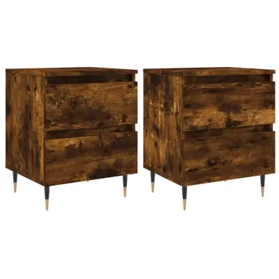 vidaXL Nočna omarica 2 kosa dimljen hrast 40x35x50 cm inženirski les