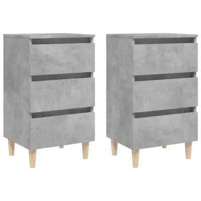 vidaXL Nočna omarica z nogami 2 kosa betonsko siva 40x35x69 cm
