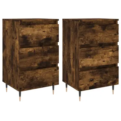 vidaXL Nočna omarica 2 kosa dimljeni hrast 40x35x69 cm inženirski les