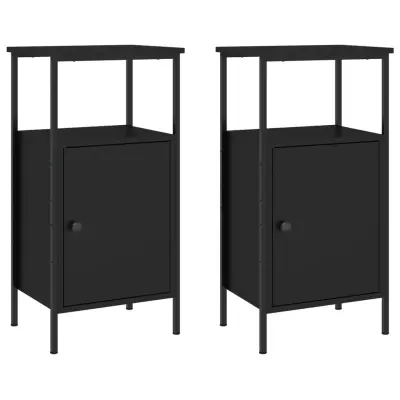 vidaXL Nočna omarica 2 kosa črna 41x31x80 cm inženirski les