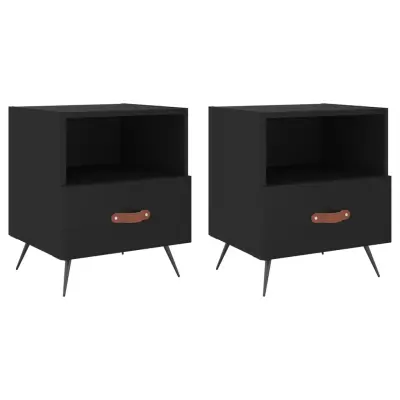 vidaXL Nočna omarica 2 kosa črna 40x35x47,5 cm inženirski les