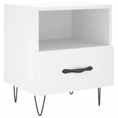 vidaXL Nočna omarica bela 40x35x47,5 cm inženirski les