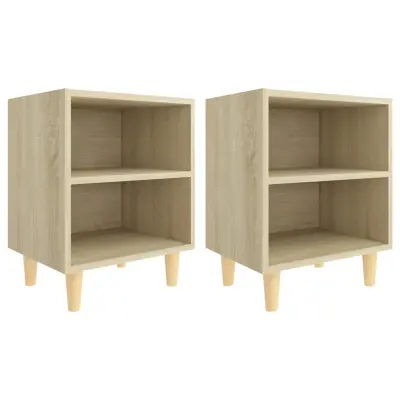 vidaXL Nočne omarice z lesenimi nogami 2 kosa sonoma hrast 40x30x50 cm