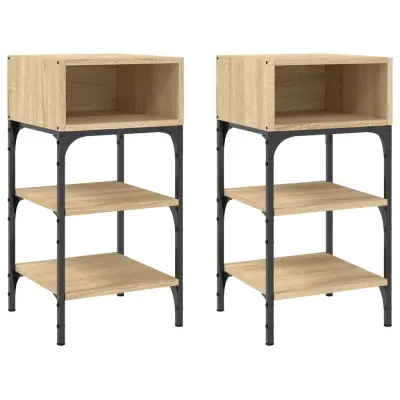 vidaXL Nočna mizica 2 kosa sonoma hrast 35x34,5x70 cm inženirski les