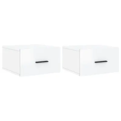 vidaXL Stenske nočne omarice 2 kosa visok sijaj bele 35x35x20 cm