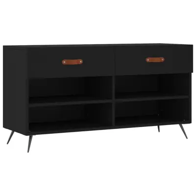 vidaXL Klop za čevlje črna 102x35x55 cm inženirski les