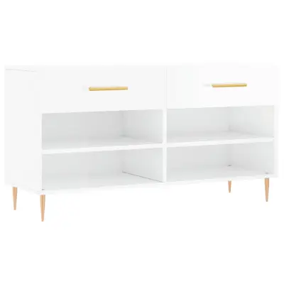 vidaXL Regal za čevlje visok sijaj bel 102x35x55 cm inženirski les