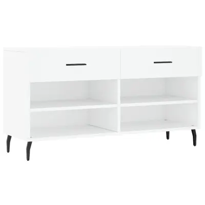 vidaXL Klop za čevlje bela 102x35x55 cm inženirski les