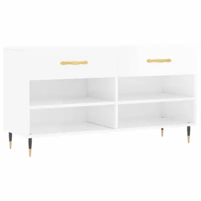 vidaXL Regal za čevlje visok sijaj bel 102x35x55 cm inženirski les