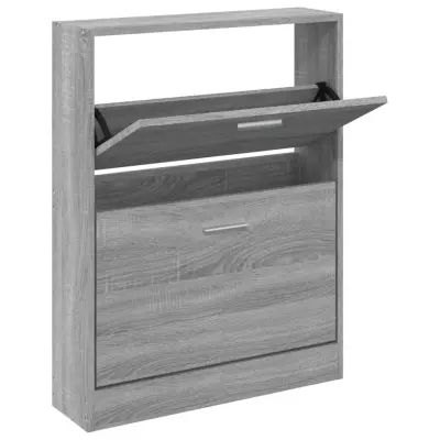vidaXL Omarica za čevlje siva sonoma 59x17x81 cm inženirski les