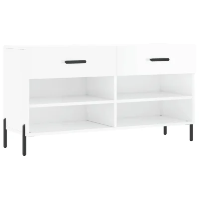 vidaXL Regal za čevlje visok sijaj bel 102x35x55 cm inženirski les