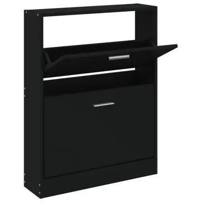 vidaXL Omarica za čevlje črna 59x17x81 cm inženirski les