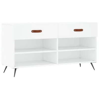 vidaXL Klop za čevlje bela 102x35x55 cm inženirski les