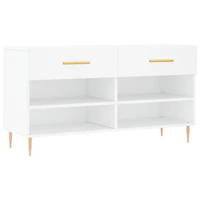 vidaXL Klop za čevlje bela 102x35x55 cm inženirski les