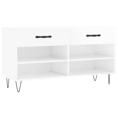 vidaXL Regal za čevlje visok sijaj bel 102x35x55 cm inženirski les