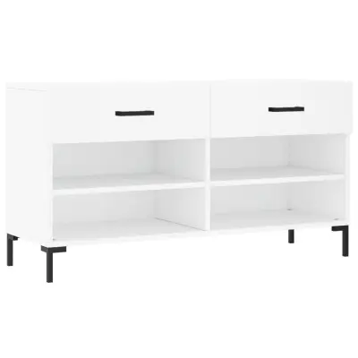 vidaXL Klop za čevlje bela 102x35x55 cm inženirski les