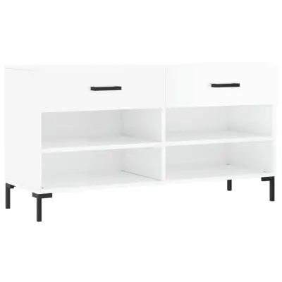 vidaXL Regal za čevlje visok sijaj bel 102x35x55 cm inženirski les