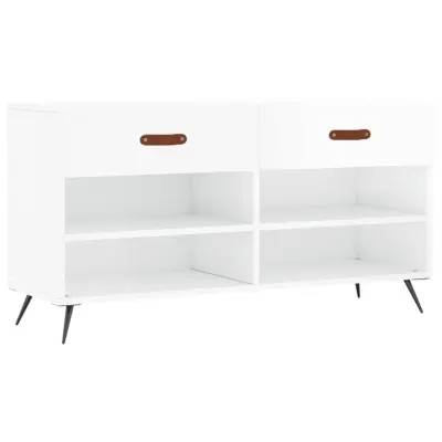 vidaXL Regal za čevlje visok sijaj bel 102x35x55 cm inženirski les