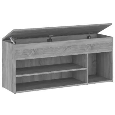 vidaXL Klop za čevlje siva sonoma 105x30x45 cm konstruiran les