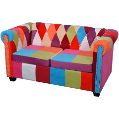 vidaXL Chesterfield kavč dvosed iz blaga