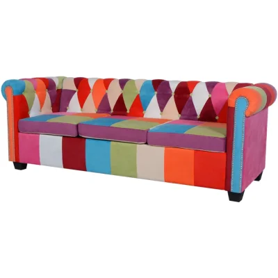 vidaXL Chesterfield kavč trosed iz blaga