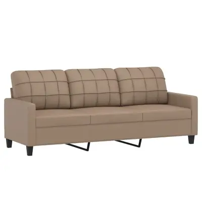 vidaXL Trosed kapučino barve 180 cm umetno usnje