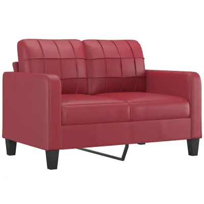 vidaXL Kavč dvosed vinsko rdeč 120 cm umetno usnje