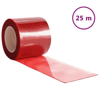 vidaXL Zavesa za vrata rdeča 200 mm x 1,6 mm 25 m PVC