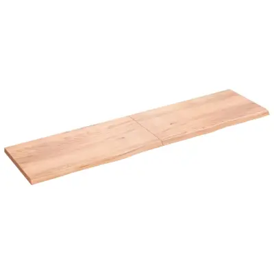 vidaXL Stenska polica svetlo rjava 200x50x(2-4) cm trdna hrastovina
