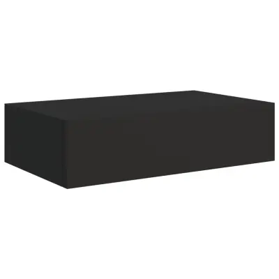 vidaXL Stenska polica s predalom črna 40x23,5x10 cm mediapan