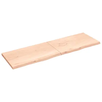 vidaXL Stenska polica 200x60x(2-4) cm neobdelana trdna hrastovina