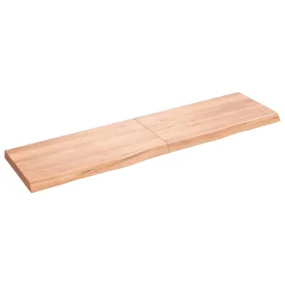 vidaXL Stenska polica svetlo rjava 120x30x(2-4) cm trdna hrastovina