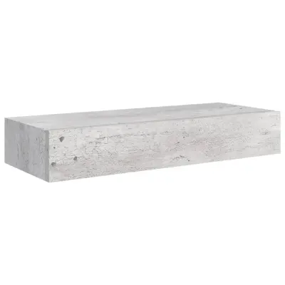 vidaXL Stenska polica s predalom betonsko siva 60x23,5x10 cm mediapan
