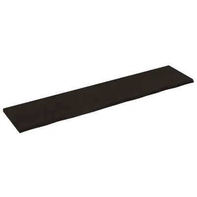 vidaXL Stenska polica temno rjava 220x50x(2-4) cm trdna hrastovina