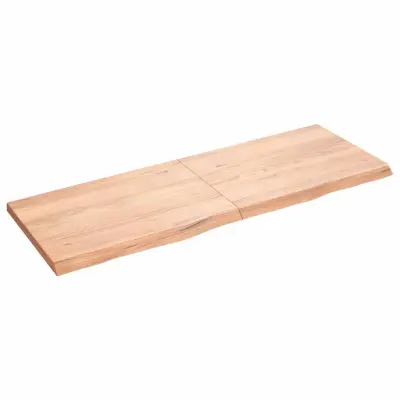 vidaXL Stenska polica svetlo rjava 140x50x(2-4) cm trdna hrastovina