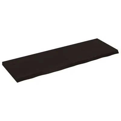 vidaXL Stenska polica temno rjava 120x40x(2-4) cm trdna hrastovina