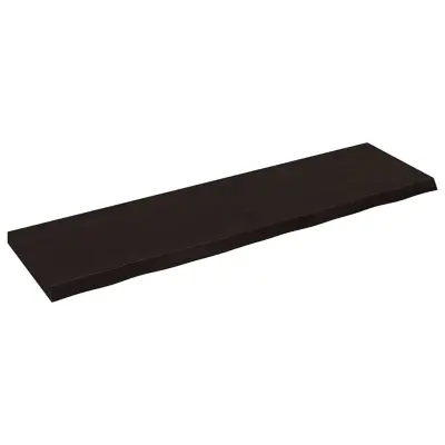 vidaXL Stenska polica temno rjava 180x50x(2-6) cm trdna hrastovina