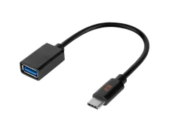 USB OTG kabel  REBEL USB A Ž. 3.0 - USB C M., črne barve,  17cm