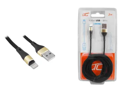 USB kabel za Apple, 480 MBit / s,lightning,  8-pin, 2m, črne barve