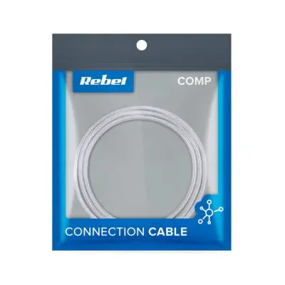 USB kabel REBEL  A M. - B mikro M., tekstilni oplet, bele barve, 0,5m