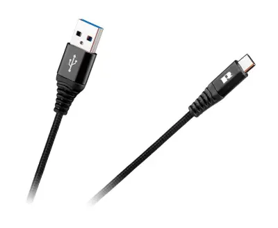 USB kabel REBEL 2.0 M.- tip C. M., črne barve, 0,5m