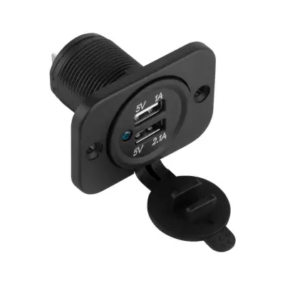 Vtičnica za avto PEIYING vgradna 2xUSB , 3,1A, 12/24V