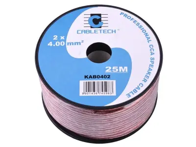 Kabel za avtozvočnike 25m 2x 4.00 mm2 transparent