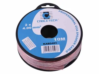 Kabel za avtozvočnike 10m 2x 4.0 mm transparent