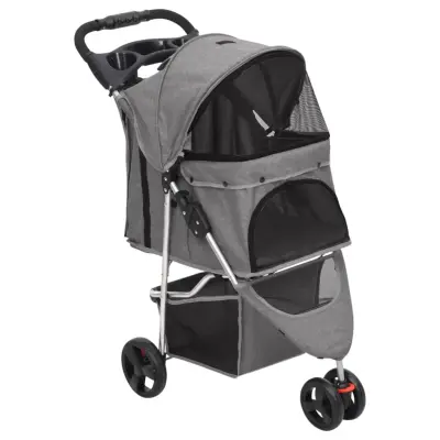 vidaXL Zložljiv pasji voziček siv 80x46x98 cm oxford blago